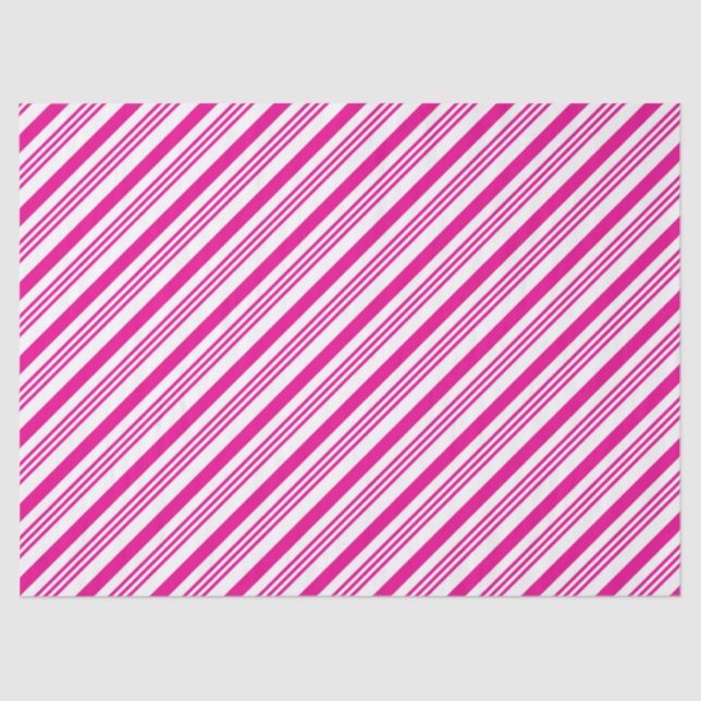 Pink Candy Cane Strips Style 1 Tissue Paper (Front)