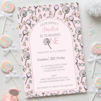 Pink Candy First 1st Birthday Photo