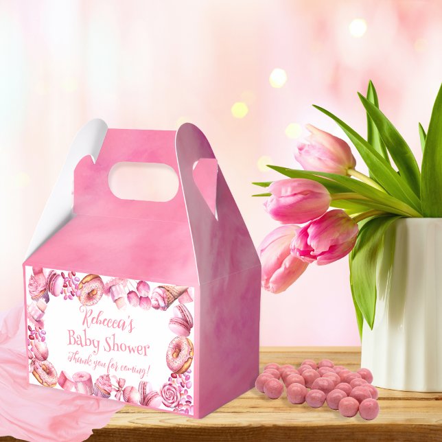 Pink Candy Frame Girl Baby Shower Favor Box (Pink Candy and Treats Frame Girl Baby Shower Favor Box)