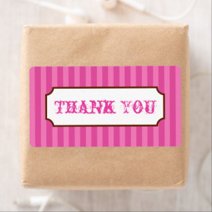 Pink Candy Stripes Thank You Party Business Labels