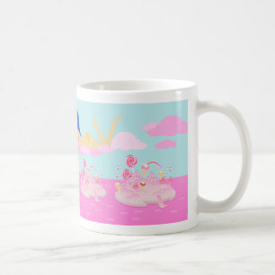 Pink candy world cake for birthday party coffee mug