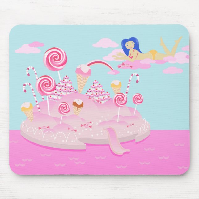 Pink candy world cake for birthday party mouse pad (Front)