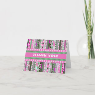 Pink Candy ZigZag Stripes Thank You Card