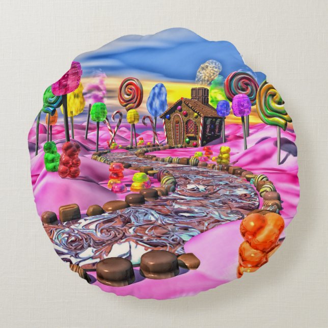 Pink Candyland - Round Pillow (Back)