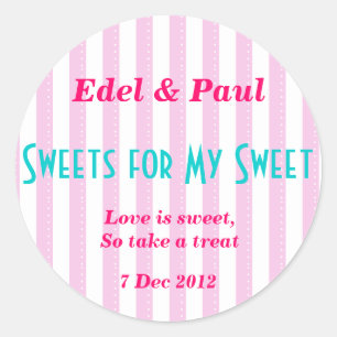 Pink candystripe "Sweets for my Sweet" Sticker