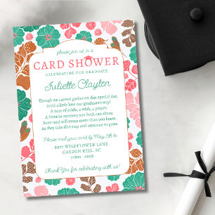 Pink Cap Graduation Card Shower Photo Invitation