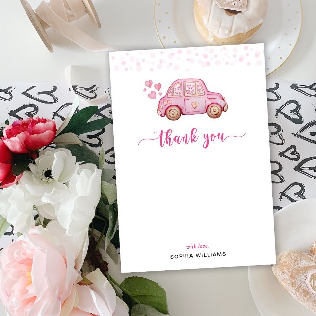 Pink Car Thank you Flat card (Creator Uploaded)