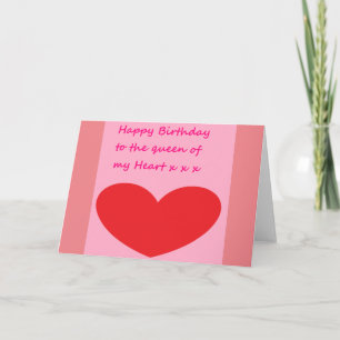 Pink card with hear logo and message on it