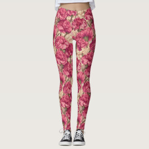 Pink Cardio Carnation Petal Wedding Gifts Leggings