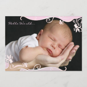 Pink Caress Photo Birth Announcement