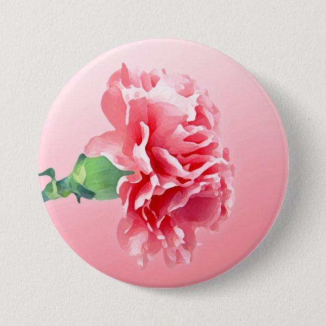Pink carnation 3 inch round button (Front)