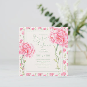 Pink Carnation Floral Bridal Shower Invitation