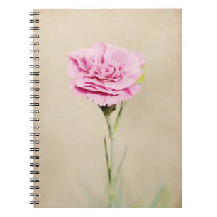 Pink Carnation Flower Art Journal Notebook