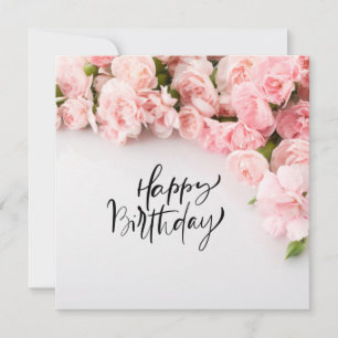Pink Carnation Flower Happy Birthday Card