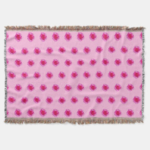 Pink Carnation Flower Seamless Pattern on Throw Blanket