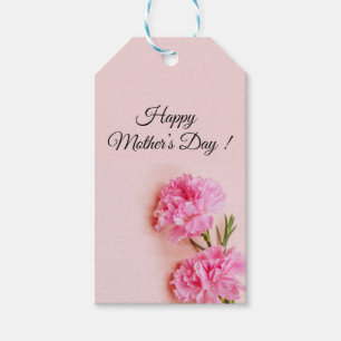 Pink carnation flowers Mother's Day mom on pink   Gift Tags