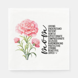 Pink carnation for Mom Mother's Day  Napkin