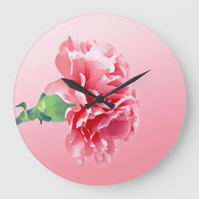 Pink carnation large clock (Front)