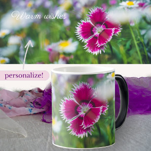 Pink carnation with daisies magic mug