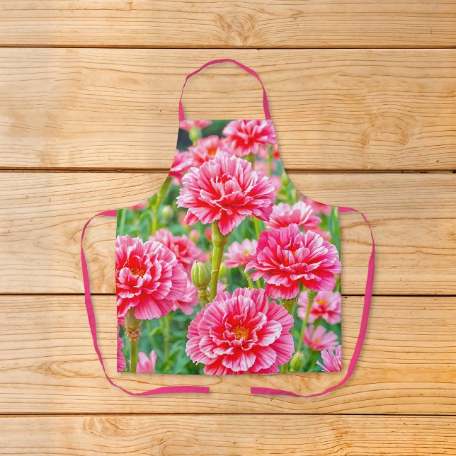 Pink Carnations Apron (Apron with pink carnations)