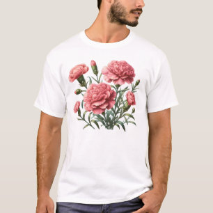 Pink Carnations black T-Shirt