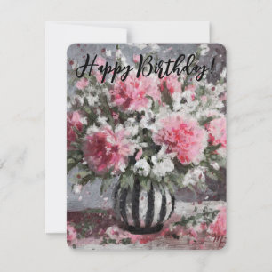 Pink Carnations Flower Arrangement Birthday Card