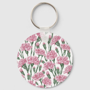 Pink carnations flowers keychain