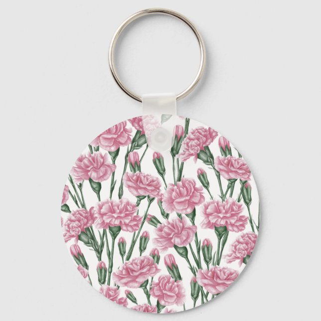 Pink carnations flowers keychain (Front)