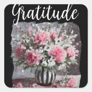 Pink Carnations Gratitude Flower Arrangement Square Sticker