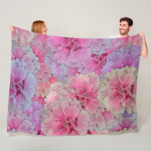 Pink Carnations in vintage style Fleece Blanket