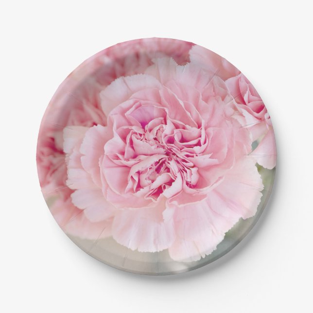 Pink Carnations Paper Plate (Front)