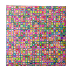 Pink 'Carnations' Textured Mosaic Tiles Pattern