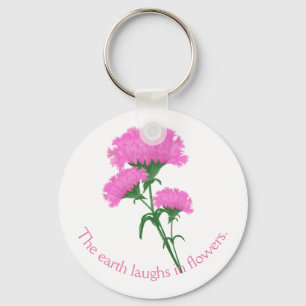 Pink Carnations with Customizable Text Keychain