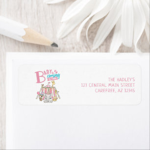 Pink Carnival Circus Baby Shower Return Address