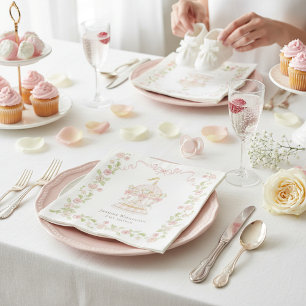 Pink Carousel Floral Baby Shower Paper Napkins