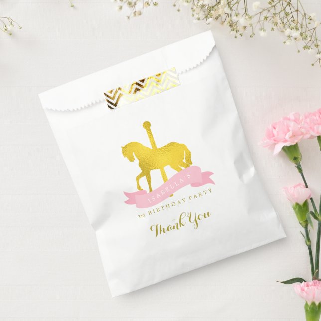 Pink Carousel Horse Birthday Party Favour Bag (Sealed)