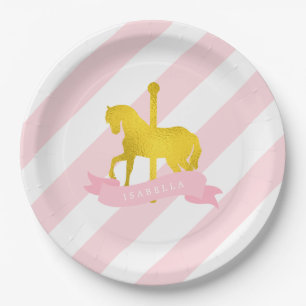 Pink Carousel Horse Birthday Party Paper Plate