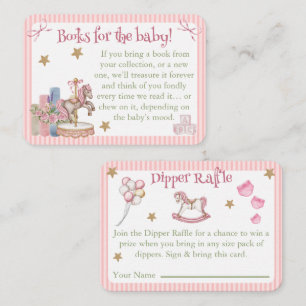 Pink Carousel Horse Book Request Dipper Raffle Enclosure Card