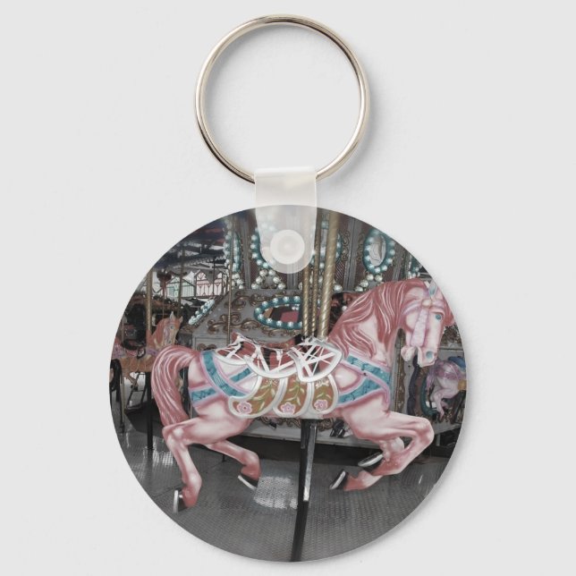 Pink carousel horse keychain (Front)