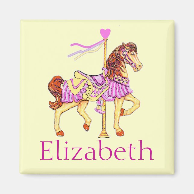 Pink Carousel Horse Magnet (Front)