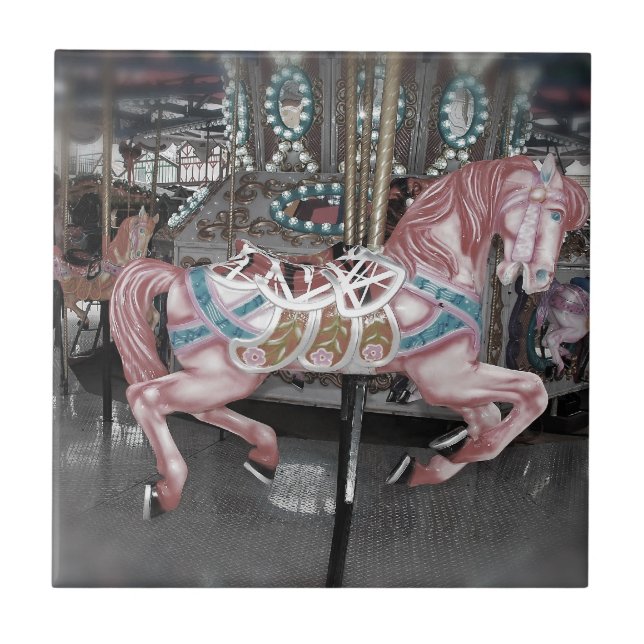 Pink carousel horse tile (Front)