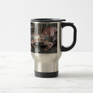 Pink carousel horse travel mug