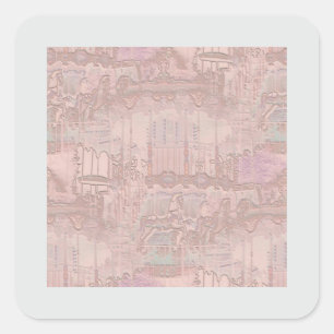 Pink Carousel Horses Square Sticker