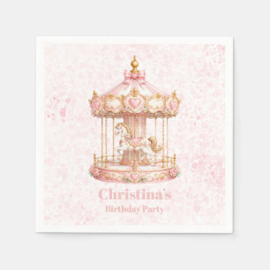 Pink Carousel Princess Birthday Party Napkin
