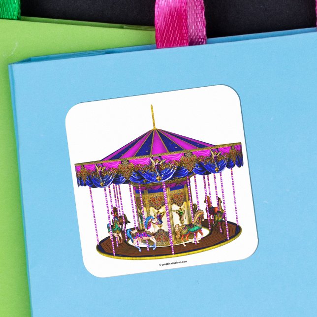Pink Carousel Square Stickers (Creator Uploaded)
