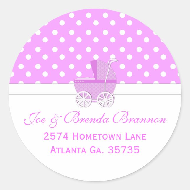Pink Carriage and Polka Dots Address Labels (Front)