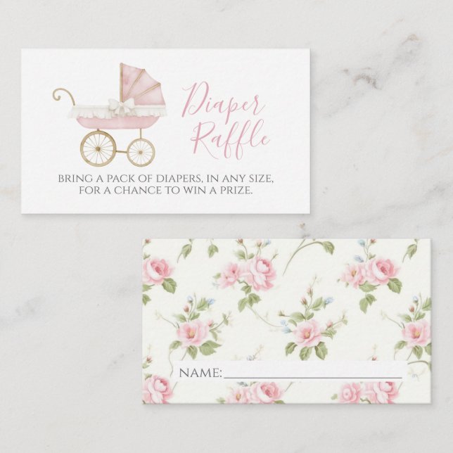 Pink Carriage Diaper Raffle Card (Front/Back)