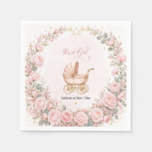 Pink Carriage It's a Girl Baby Shower Personalized