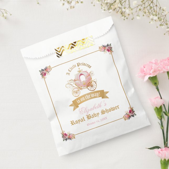 Pink Carriage Princess Fairytale Baby Shower  Favour Bag (Sealed)