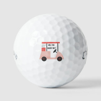 Pink Cart Marry Me Golf Balls